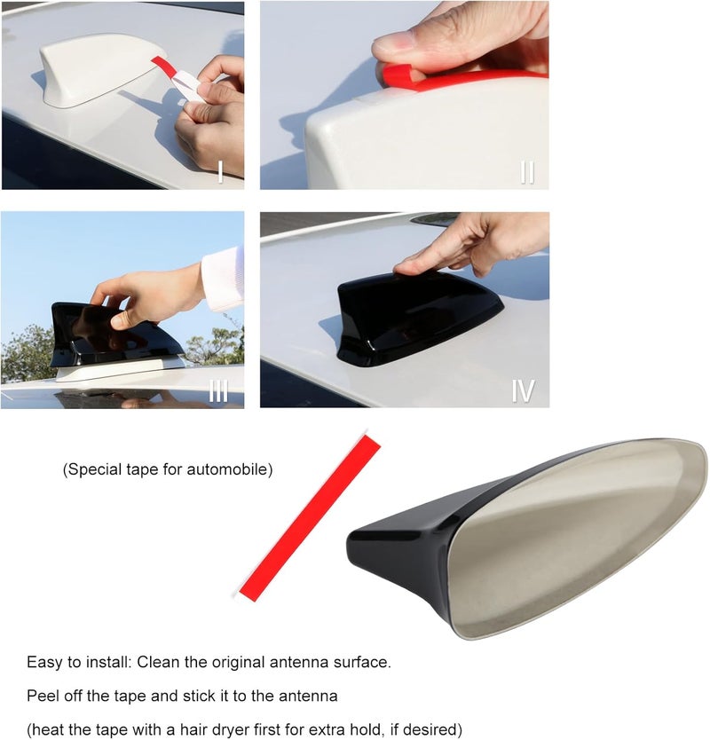 CKE Compatible with Honda Civic 2022-2026 for CR-V HR-V Accord 2023-2026 Accessories Car Shark Fin Antenna Topper Roof Aerial Cover Trim -Glossy Black - Image 3